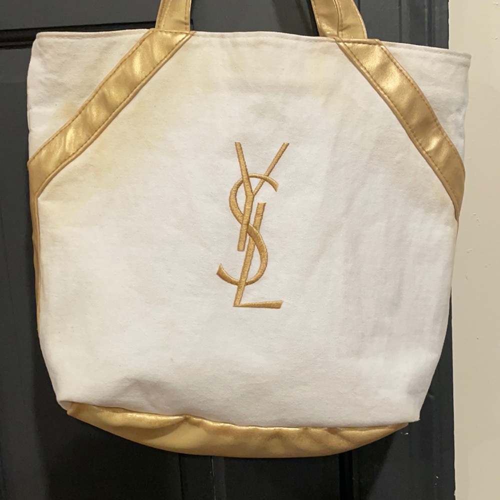 YSL Yves St Laurent canvas tote.